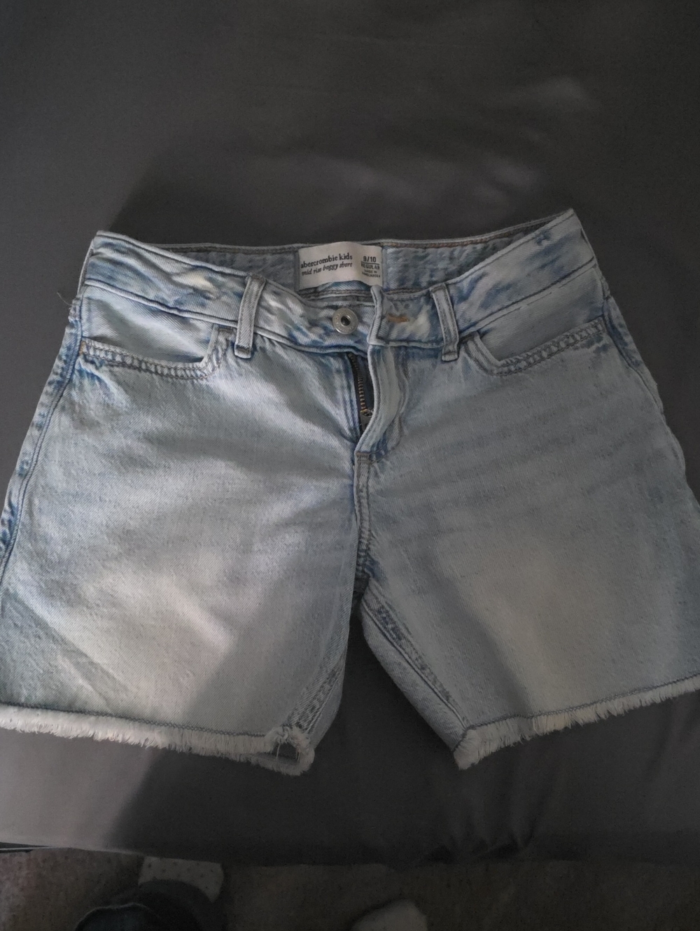 Abercrombie Kids Light Blue Frayed Hem Denim Shorts